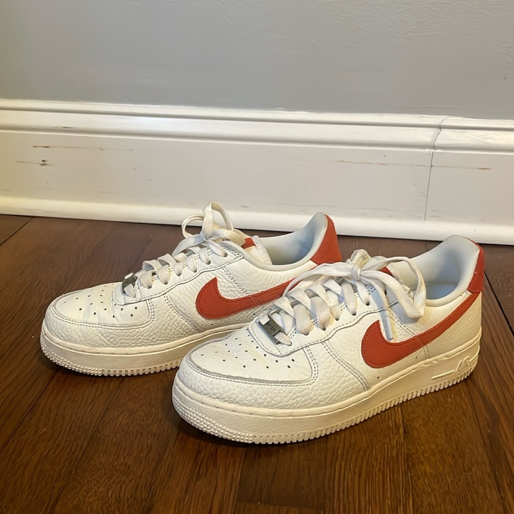 Nike Air Force Ones w/ Red Swoosh
